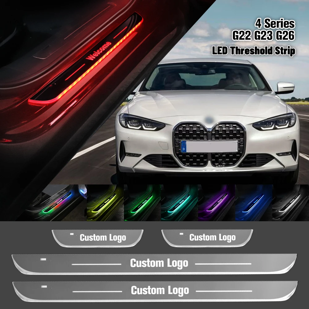 

For BMW 4 Series G22 G23 G26 2020-2023 Car Door Sill Light Customized Logo LED 2022 Welcome Threshold Pedal Lamp Accessories