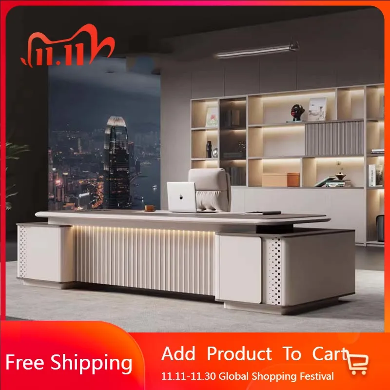 

Long Luxury Office Desk Storage Design Cheap European Display Aesthetic Office Desk Minimalist Escrivaninha Salon Furniture