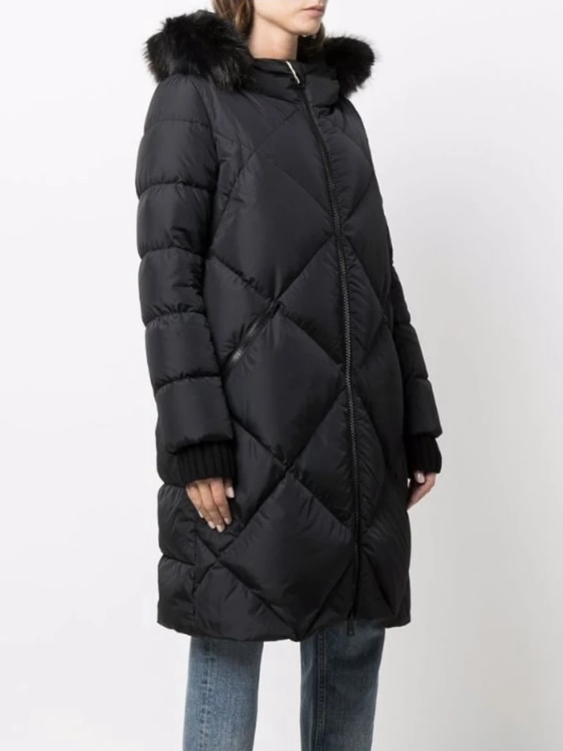 

Down jacket autumn and winter new casual warm black long high-end hooded jacket