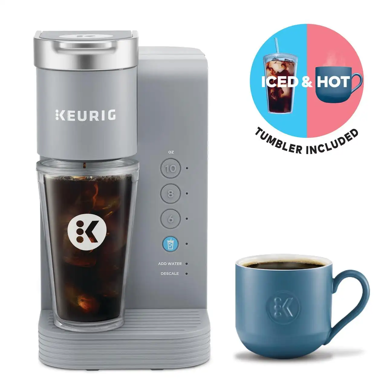 

Keurig K-Соединенные предметы первой необходимости, Серый холодный и горячий одинарный предмет K-Cup Капсульная кофеварка