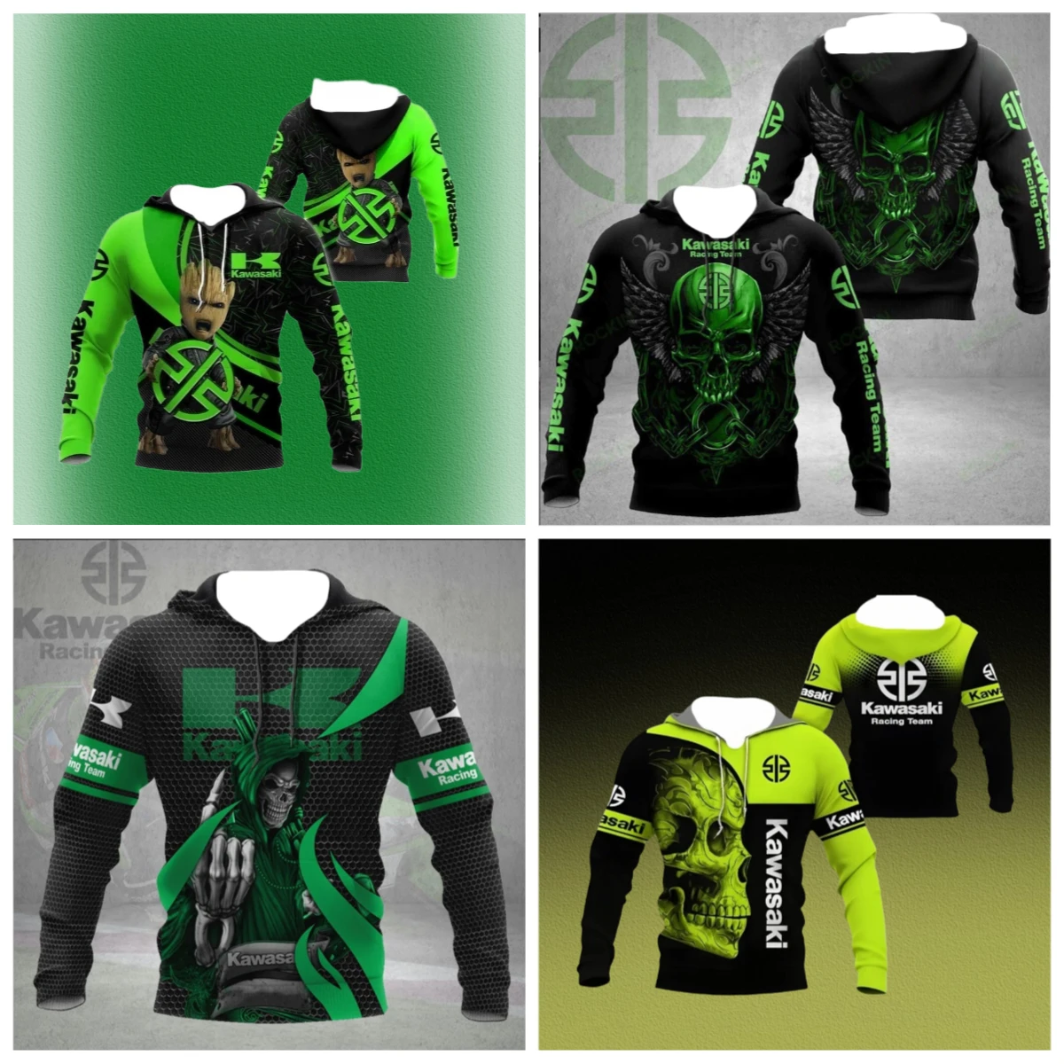 

2025 Spring/Summer 3D Printed Kawasaki Ninja Motorcycle Off Road Sweater, Sports Extreme Adventure Hoodie, Suitable for Both Men
