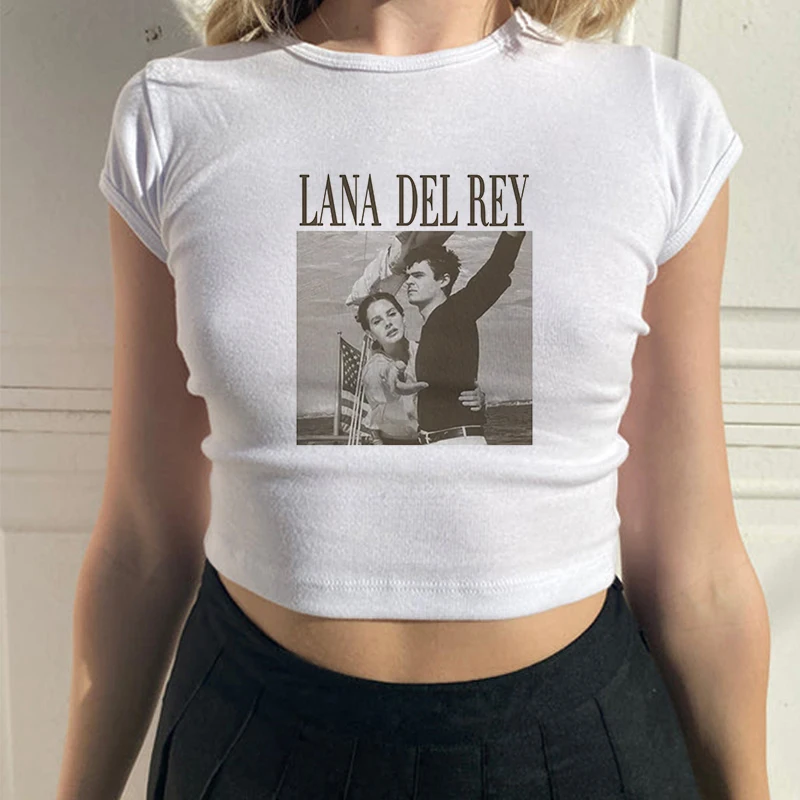 

Укороченные топы, Женский корсет, повседневная приталенная белая футболка с коротким рукавом и портретным принтом, летние базовые Детские футболки, уличная одежда Y2k, лето 2024