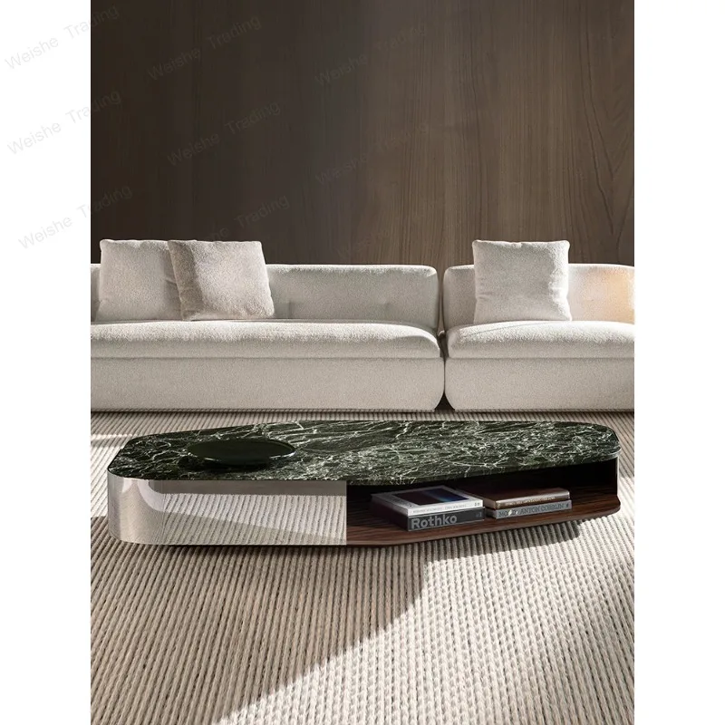 Pure natural luxury stone coffee table Italian minimalist light luxury high-end living room special-shaped coffee table table