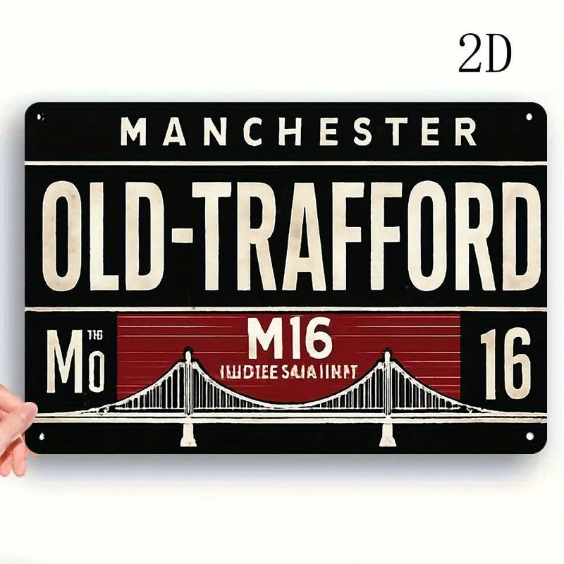 , Old Trafford, Metal Tin Painting, Rust and Water Resistant, Multi- Purpose, Perfect for Coffee Shops, Bedrooms and Farmhouse