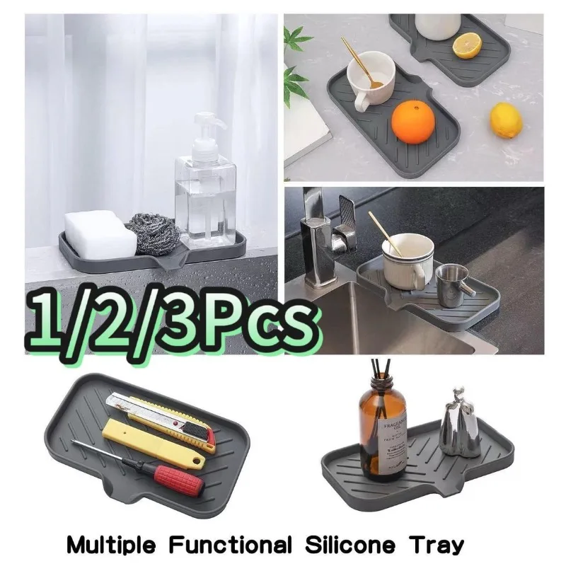 Kitchen Faucet Splash Pad Silicone Sink Faucet Splash Guard Mat Sponge Drain Rack Countertop Soap Tray For Bath Kitchen Gadgets