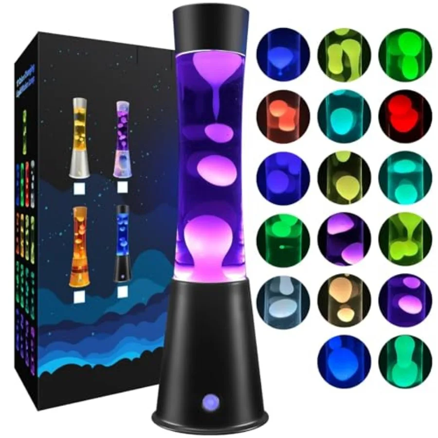 

Жидкостная лампа-проектор с 17 цветами, меняющими цвет, с пультом ДУ и автоматическим отключением, создающая уютную атмосферу для спальни, офиса и домашнего декора, 15,5 дюймов