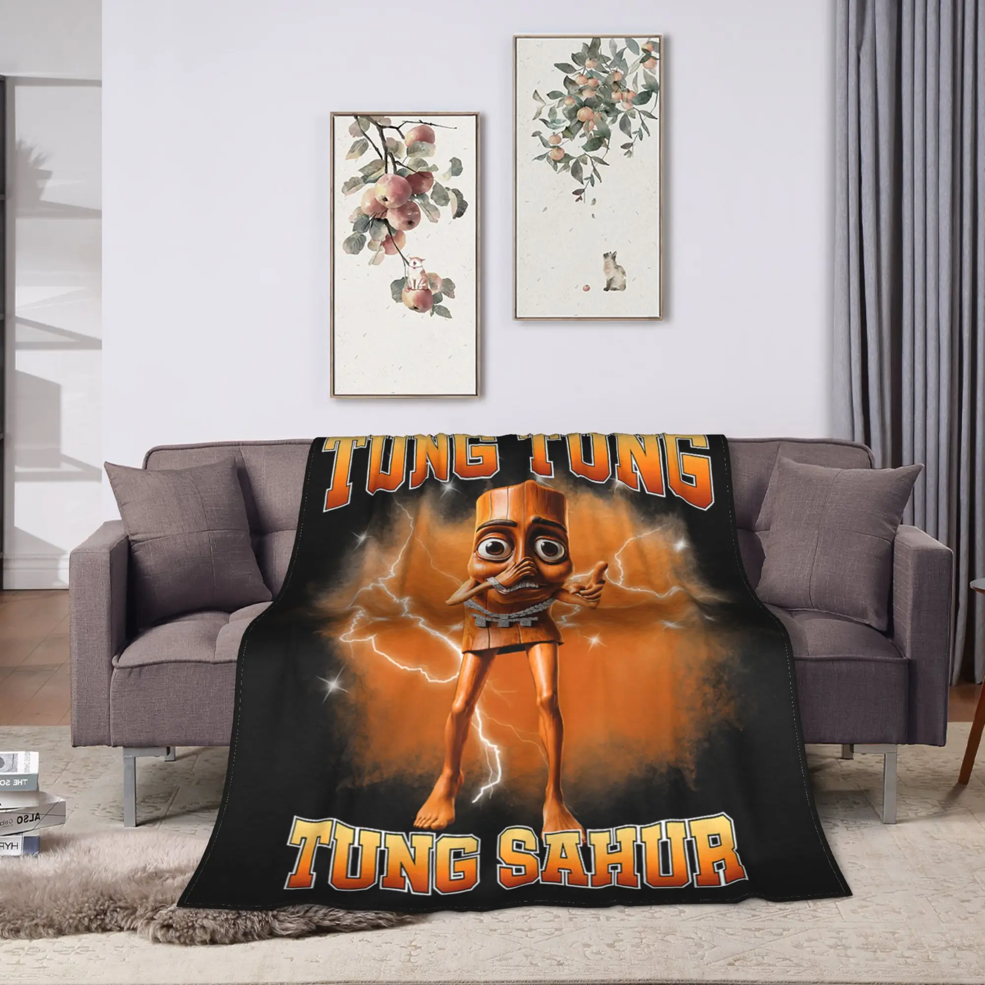 Funny Tung Tung Tung Sahur is Calling Meme Scuba Dance Meme Soft Blanket For Home  Print Throw Blanket Winter Flannel Bedspread