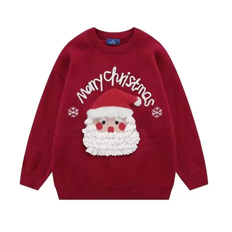 

Merry Christmas Santa Claus Knit Sweater for Men and Women Holiday Pullover Winter Warm Jumper