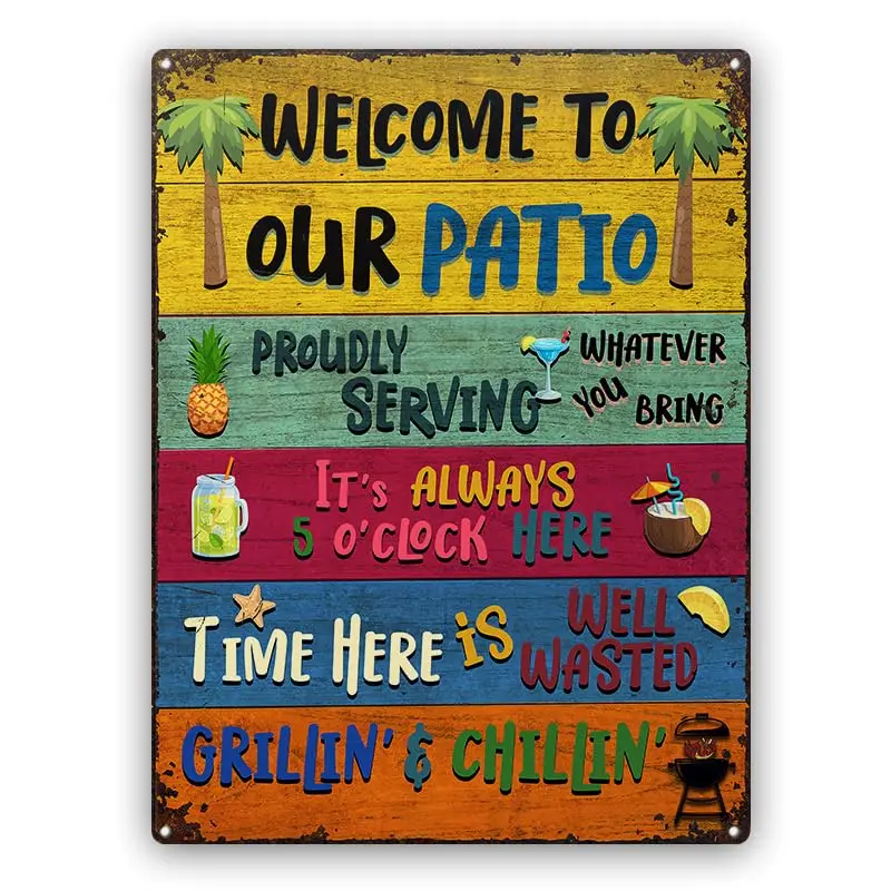 Wander Prints Welcome patio Sign - Birthday Gift for men, women, Christmas Gifts For new home Friends, Neighbor - Classic Metal