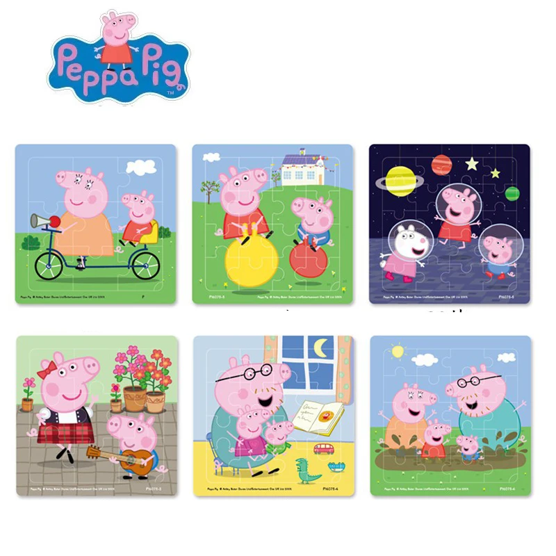 Peppa Pig Doll Model Children's Early Education Puzzle Paper Children Assembling Thinking Blocks For Children Toy Gifts