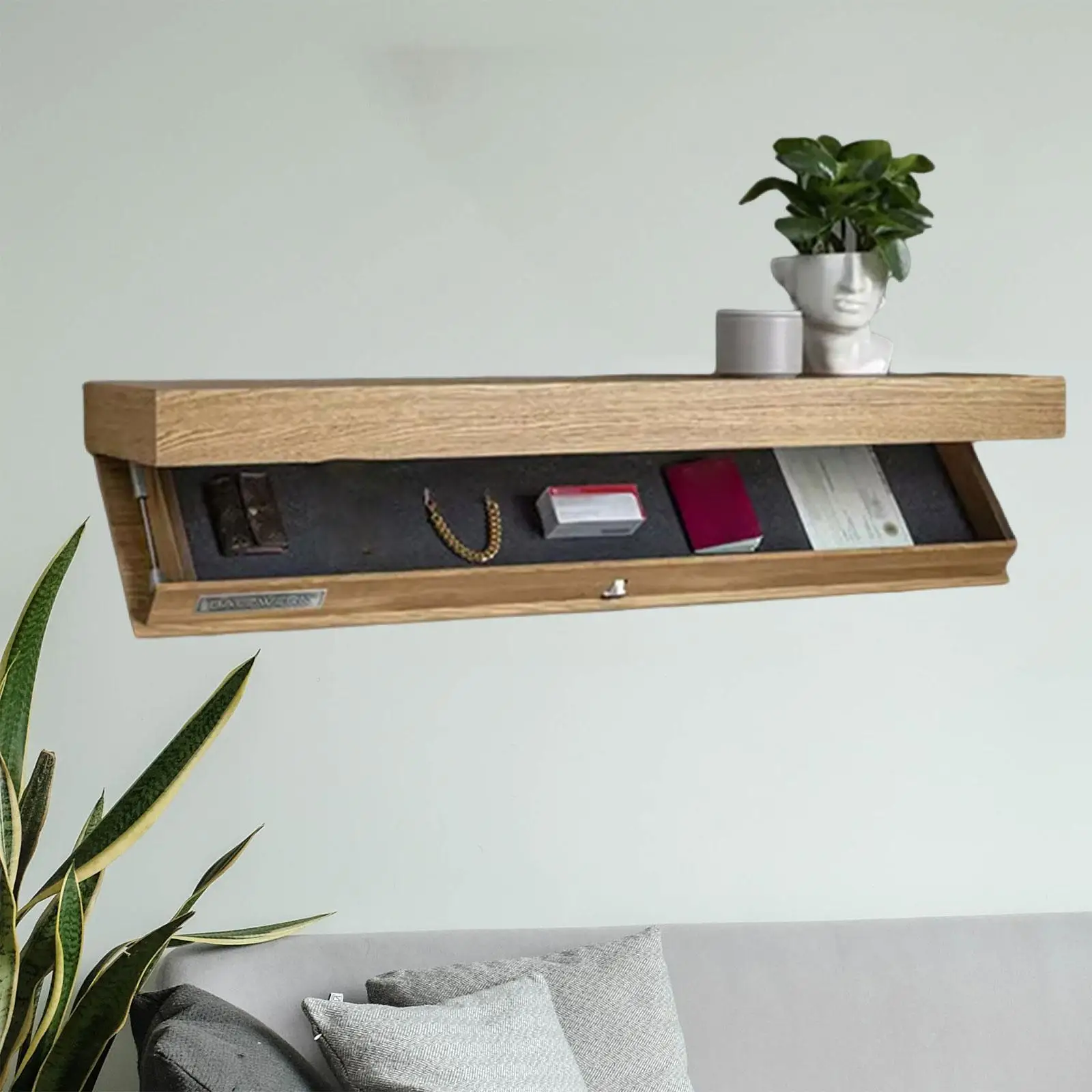 Floating Shelf Wall Mount Drawer Fashion Space Saving Home Decorative Storage Rack Multi-function Wood Concealed Floating Shelf