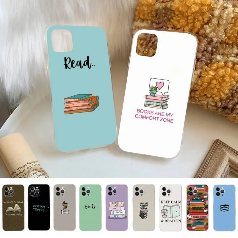 

I Love reading books Phone Case Silicone Soft for iphone 14 13 12 11 Pro Mini XS MAX 8 7 6 Plus X XS XR Cover