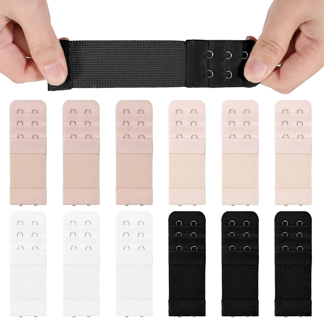 12Pcs Bra Extenders 2 Hooks 3 Rows Soft Comfortable Bra Band Extension Strap Adjustable Plus Size Women Intimates Accessories