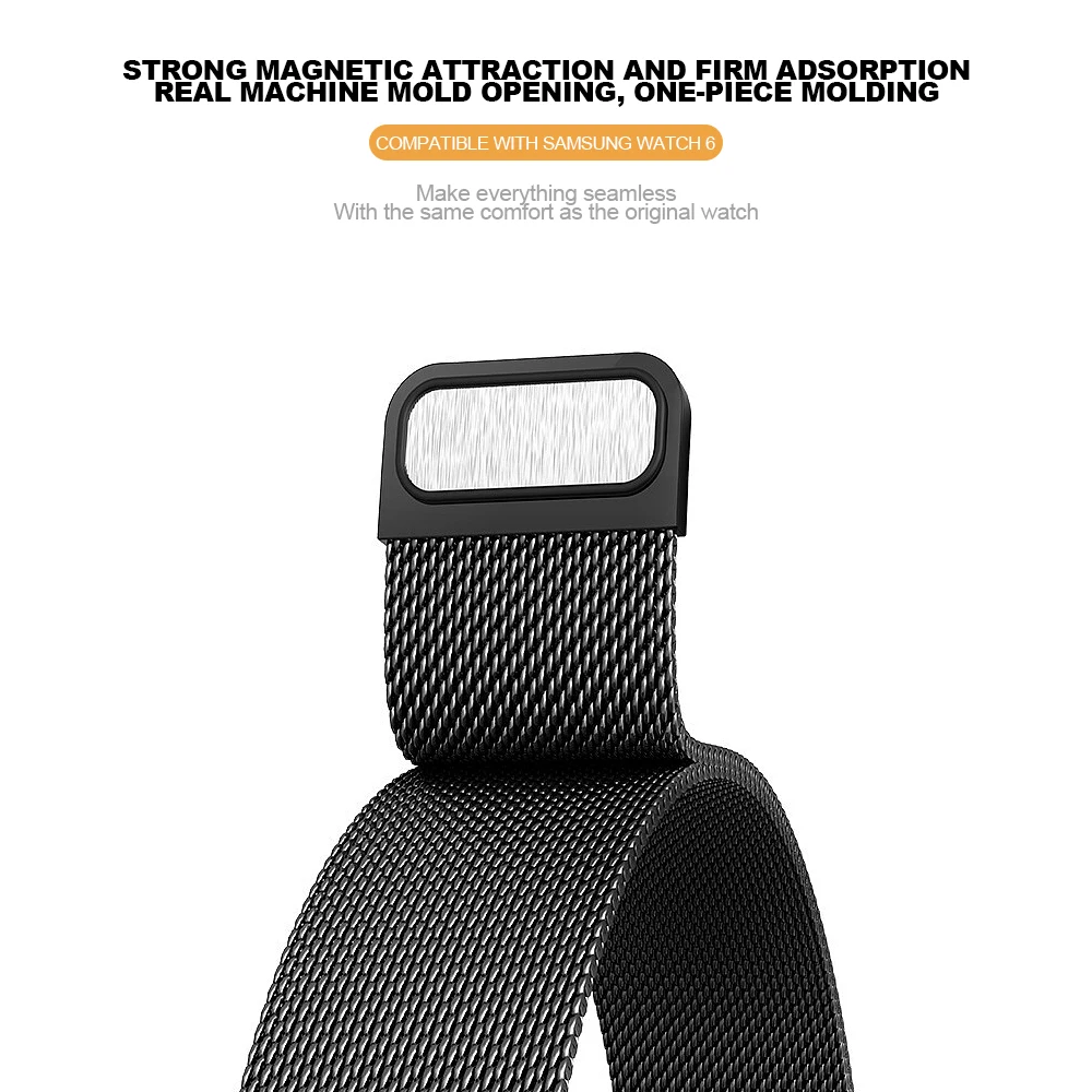 Paquete de 2 correas milanesas para Samsung Galaxy Watch 7/FE/6/5/4/5Pro/6/4 correas clásicas sin huecos pulsera magnética de Metal de acero inoxidable