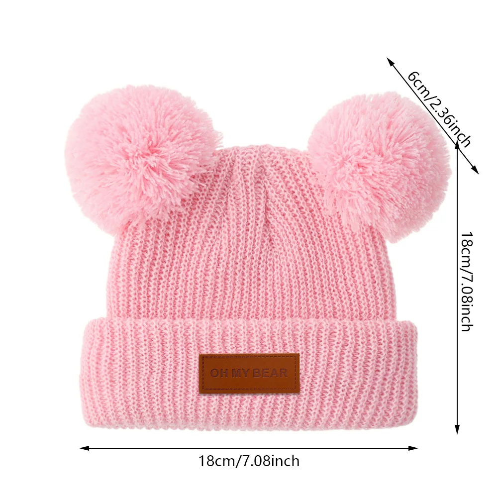 بوم بوم الطفل بيني 0-3T الصلبة محبوك لطيف الوليد بنين بنات عمامة القبعات الجلدية عصا الأغطية الرضع الخريف الشتاء أغطية الرأس #4