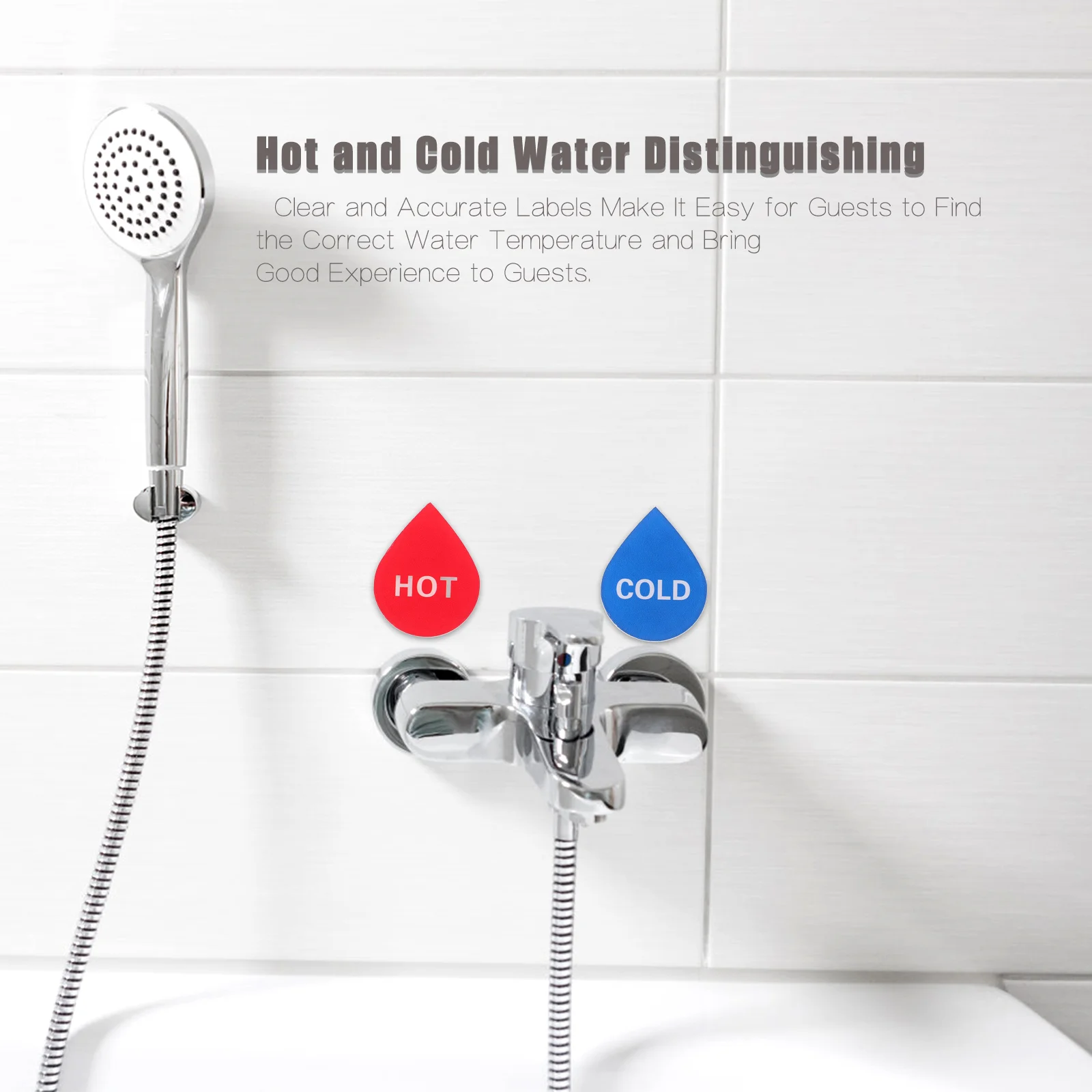 6 Pairs Hot And Cold Water Sign Hot And Cold Indicator Stickers Self-Stick Acrylic Label For Faucet Shower And Bathtub Bathroom