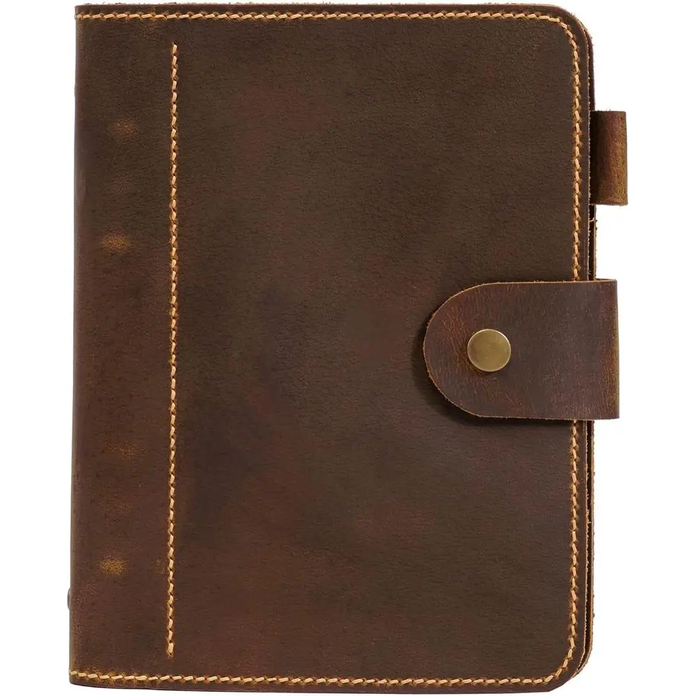 Planejador de fichário A5 de couro marrom, diário recarregável, caderno, fichário, presente personalizado para homens, liderança e cliente corporativo