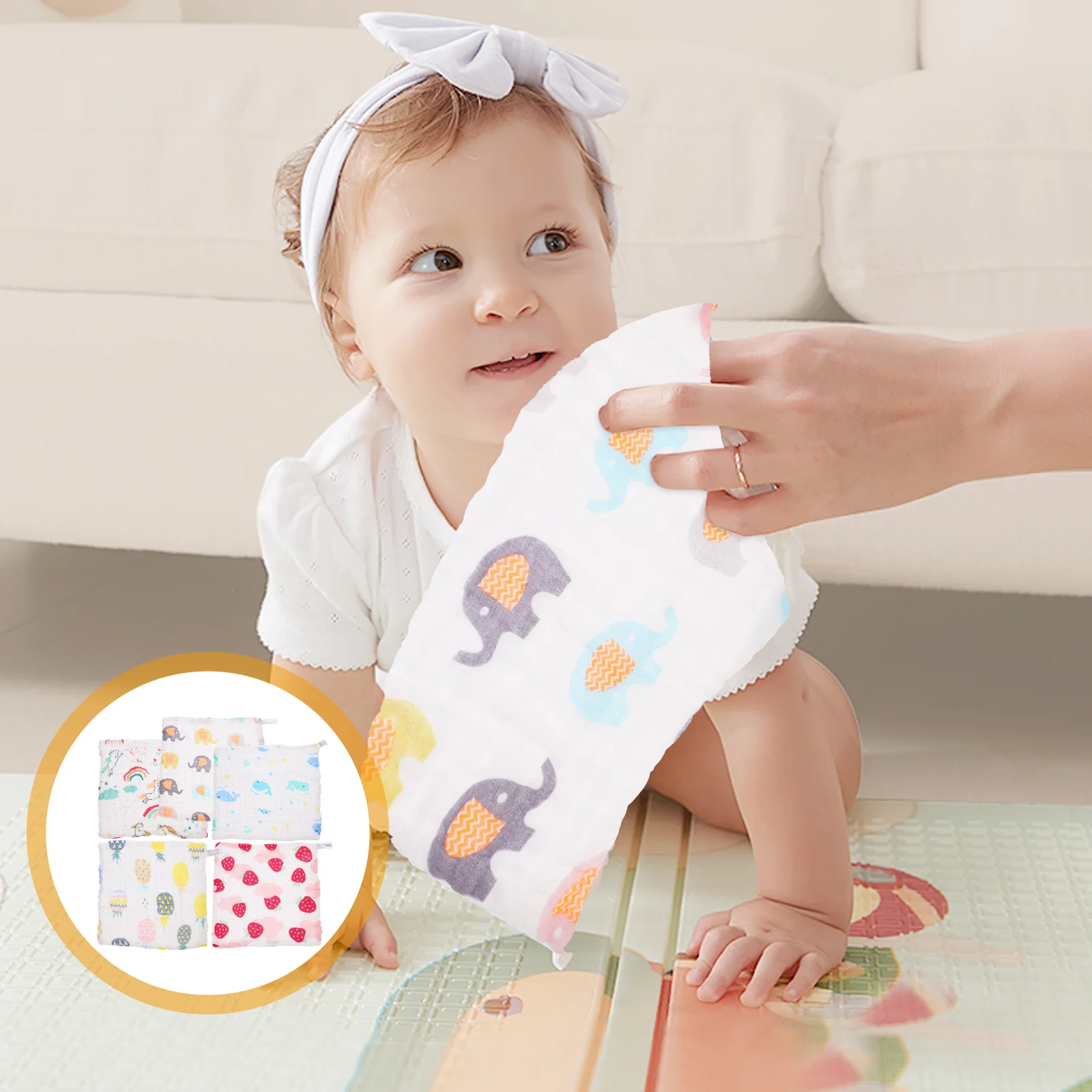 

5 Pcs Baby Hand Towels Saliva Wipes Cotton Bath Washcloth Nursing Muslin Washcloths