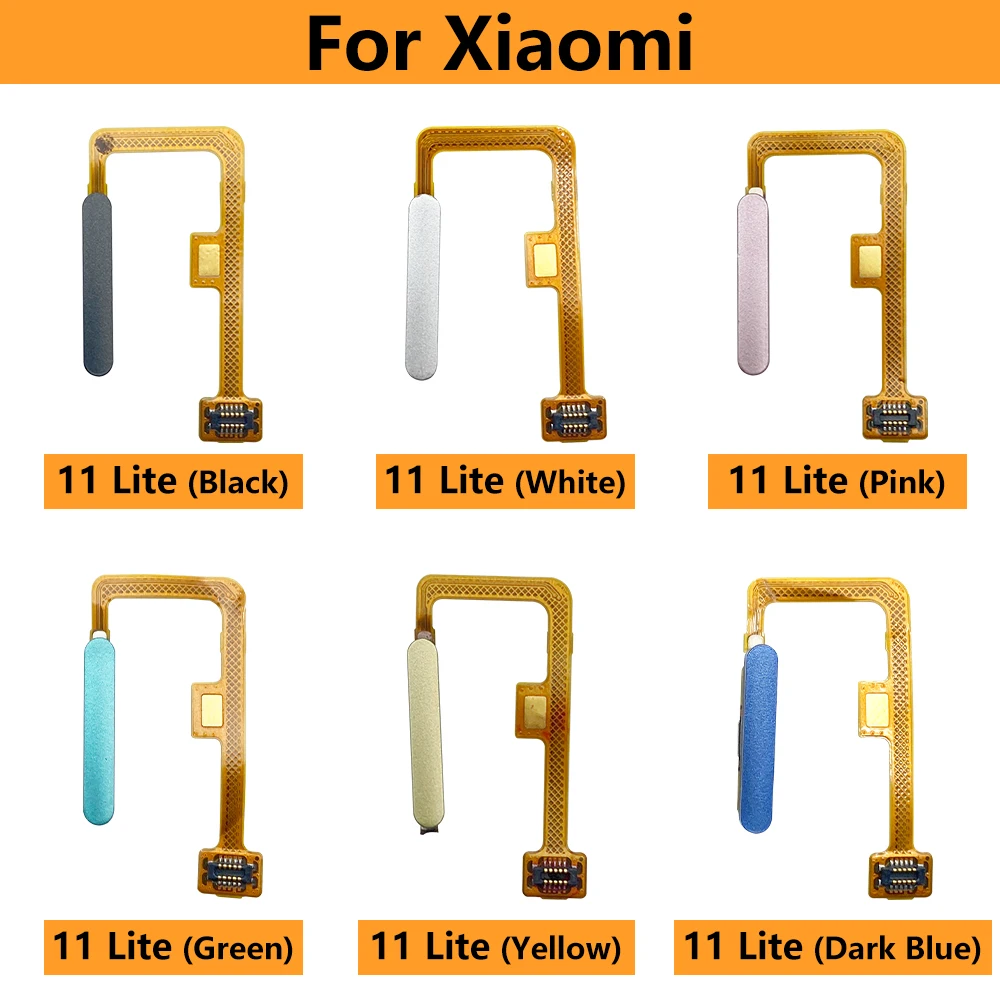 10Pcs  For Xiaomi Mi 11 Lite  Home Button FingerPrint Touch ID Sensor Flex Cable Ribbon Replacement Parts