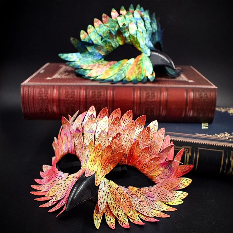 Máscara de águila con pico de pájaro, disfraz de pluma de búho, máscaras de animales de media cara, mascarada, Halloween, Carnaval, disfraz de fiesta de Purim, accesorios