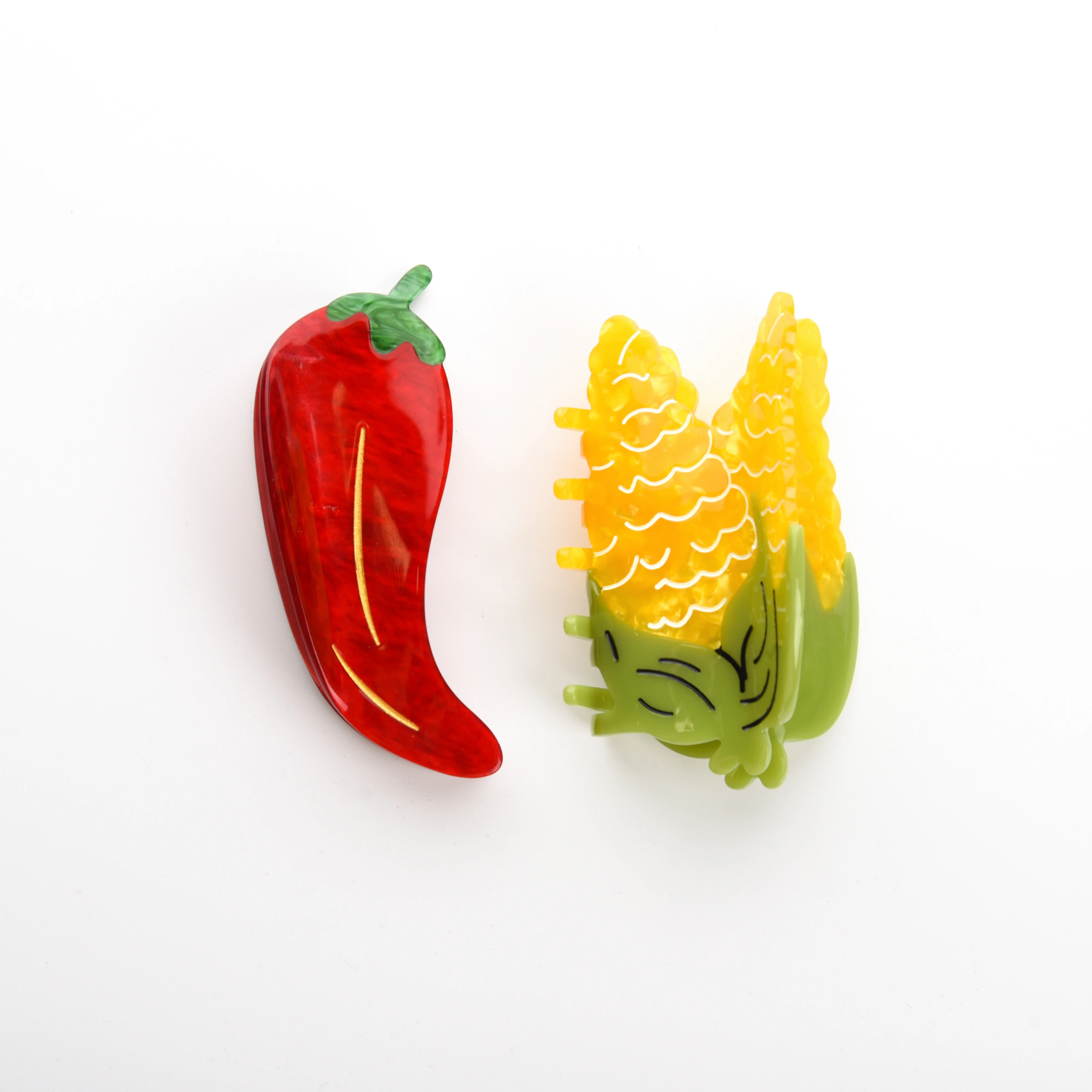 

Refreshing World Hair Claw Corn and Chili Peppers Vegetables Eco-Friendly Hair Claw Clips Hair Accessories for Women Girls