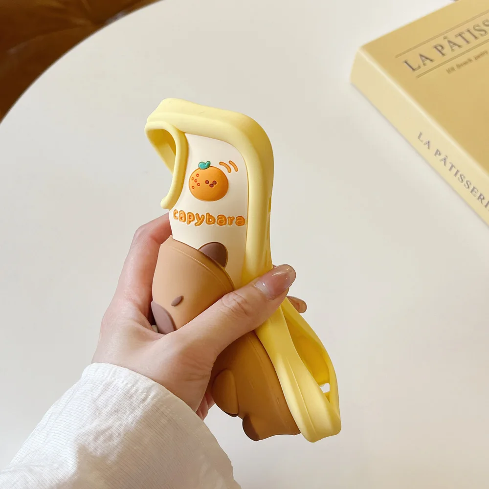 

3D Cute Cartoon Reduce Pressure Capybara Phone Case For iPhone 11, 12, 13, 14, 15 16Pro Max, Soft Silicone Case, Back Cover Skin