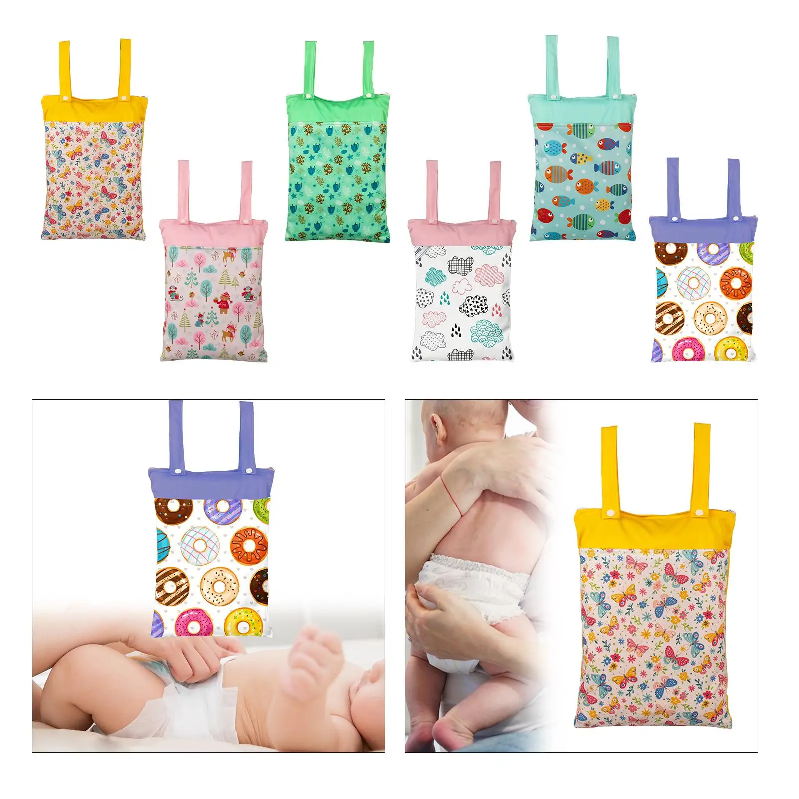 Baby Diaper Pouch Double Handles Waterproof Zipper Infant Diaper Bag for Daycare Outdoor Activities Shopping Newborn Gift Picnic