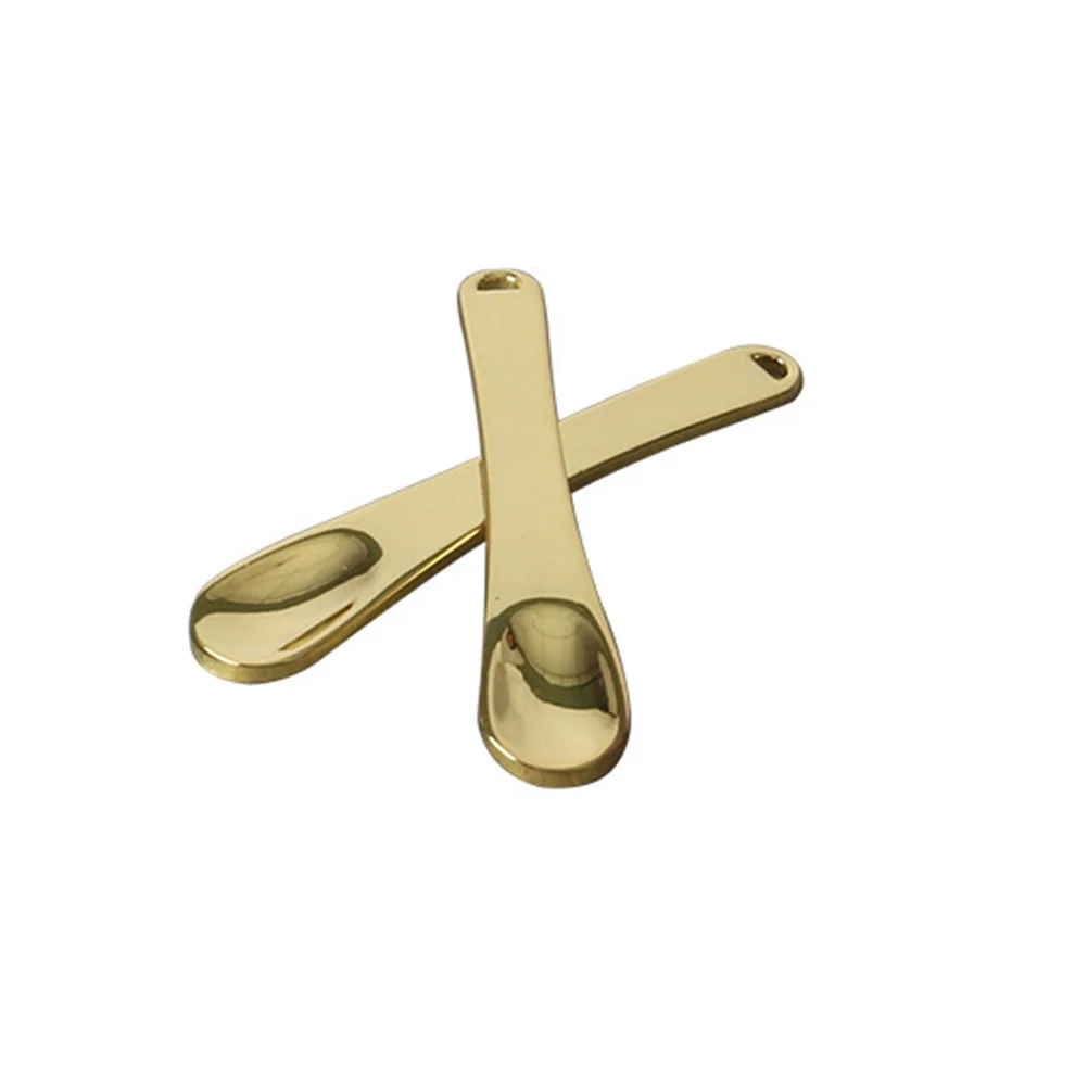 5 قطع من ملعقة كريم العين المعدنية للتجميل لخلط قناع الوجه، تطبيق العناية بالبشرة المدمجة مع فتحة معلقة بحجم السفر #3