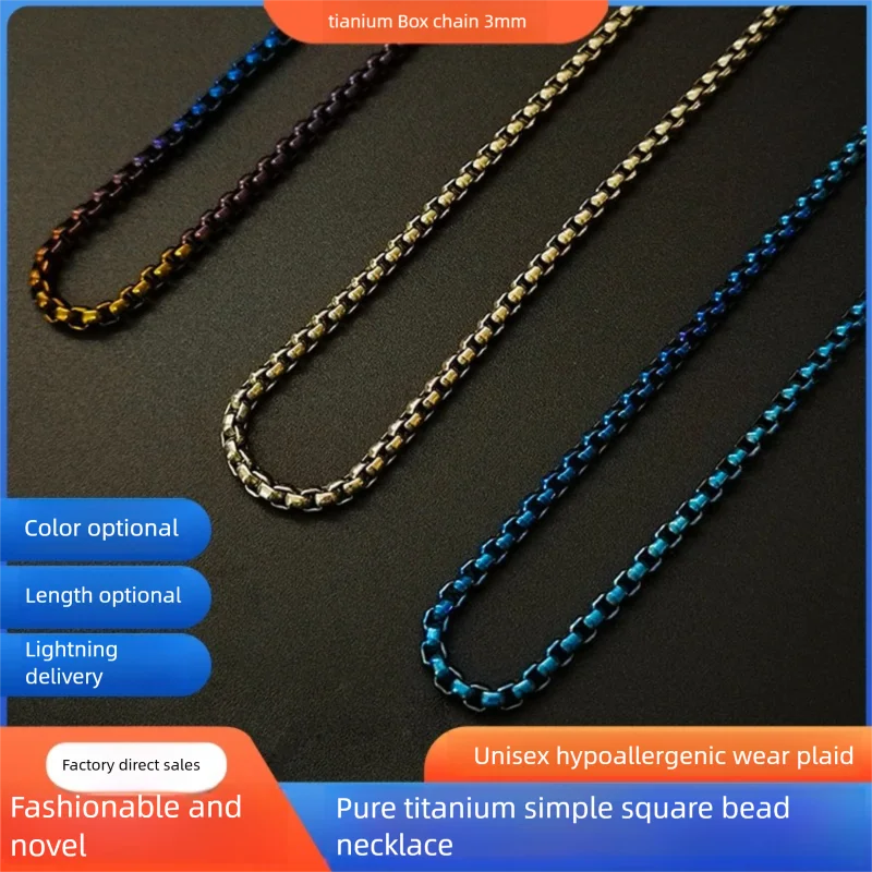 

Couple Titanium Necklaces His and Hers Square Rolo Chain Durable Skin Friendly Gift for Valentine's Day Anniversary