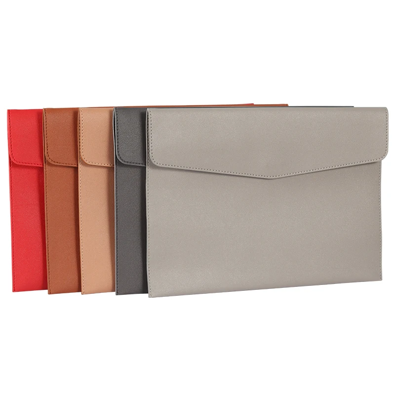 A4 Leather Magnetic Buckle File Bag Simple Thickened Large Capacity Business Envelope for Data Storage Forestal Design