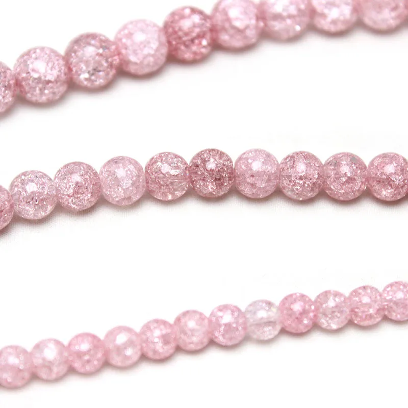 Natural Stone Rose Pink Cracked Crystal Beads 15\