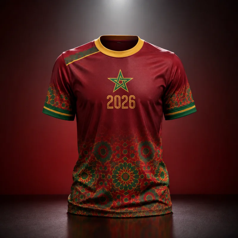 1 Y2k 3d Morocco 2026 Pentagram Floral Geometric Soccer Jersey Comfortable Quick Dry Breathable Tee for Ethnic Streetwear