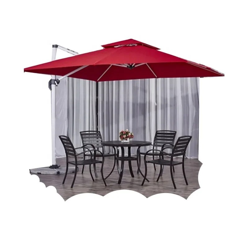 10ft 3m Luxury double roof square shape aluminum rotatable outdoor yard garden patio cantilever roman parasol umbrella