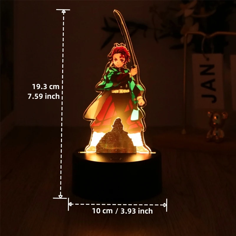 Anime 3D Night Light Lamps Kyojuro Tanjiro Rengoku Kimetsu Nezuko No Yaiba Lamp For Bedroom Wall Art Hoom Deco Moon Lamp Gifts