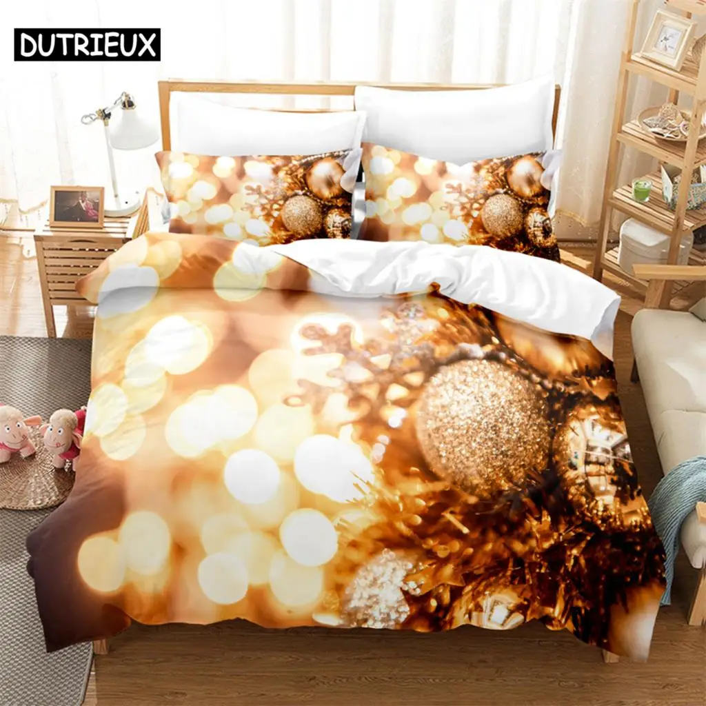 

3PCS Golden ball gift Bedding Sets Home Bedclothes Super King Cover Pillowcase Comforter Textiles Bedding Set