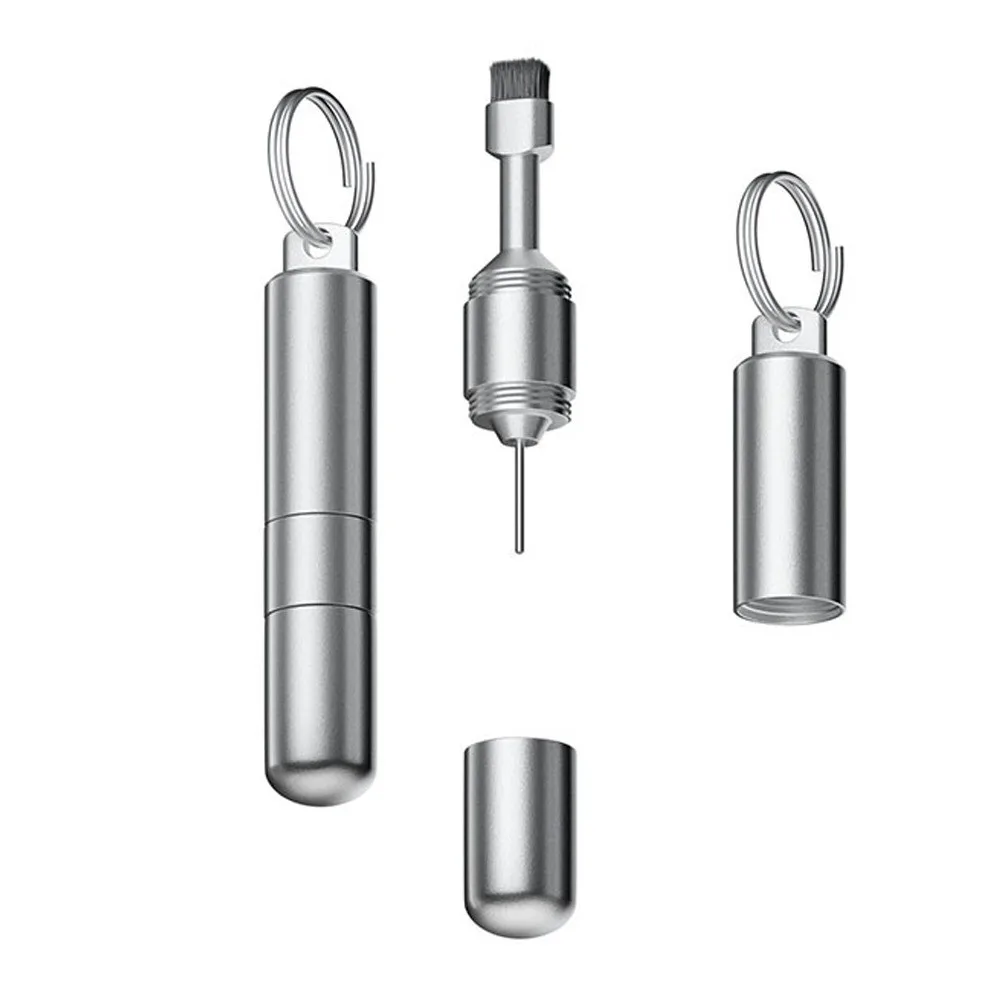 2 in 1 Keychain SIM Card Tray Ejector Pin Cleaning Brush Portable Ejecting Removal Needle Lightweight Anti-Lost