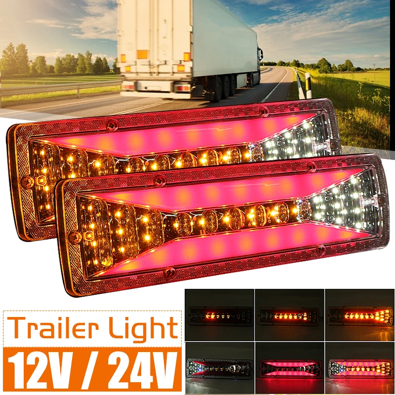 

2PCS 24V Dynamic LED Car Truck Tail Light Turn Signal Rear Brake Light Reverse Signal Lamp Tractor Trailer Lorry Bus Campers