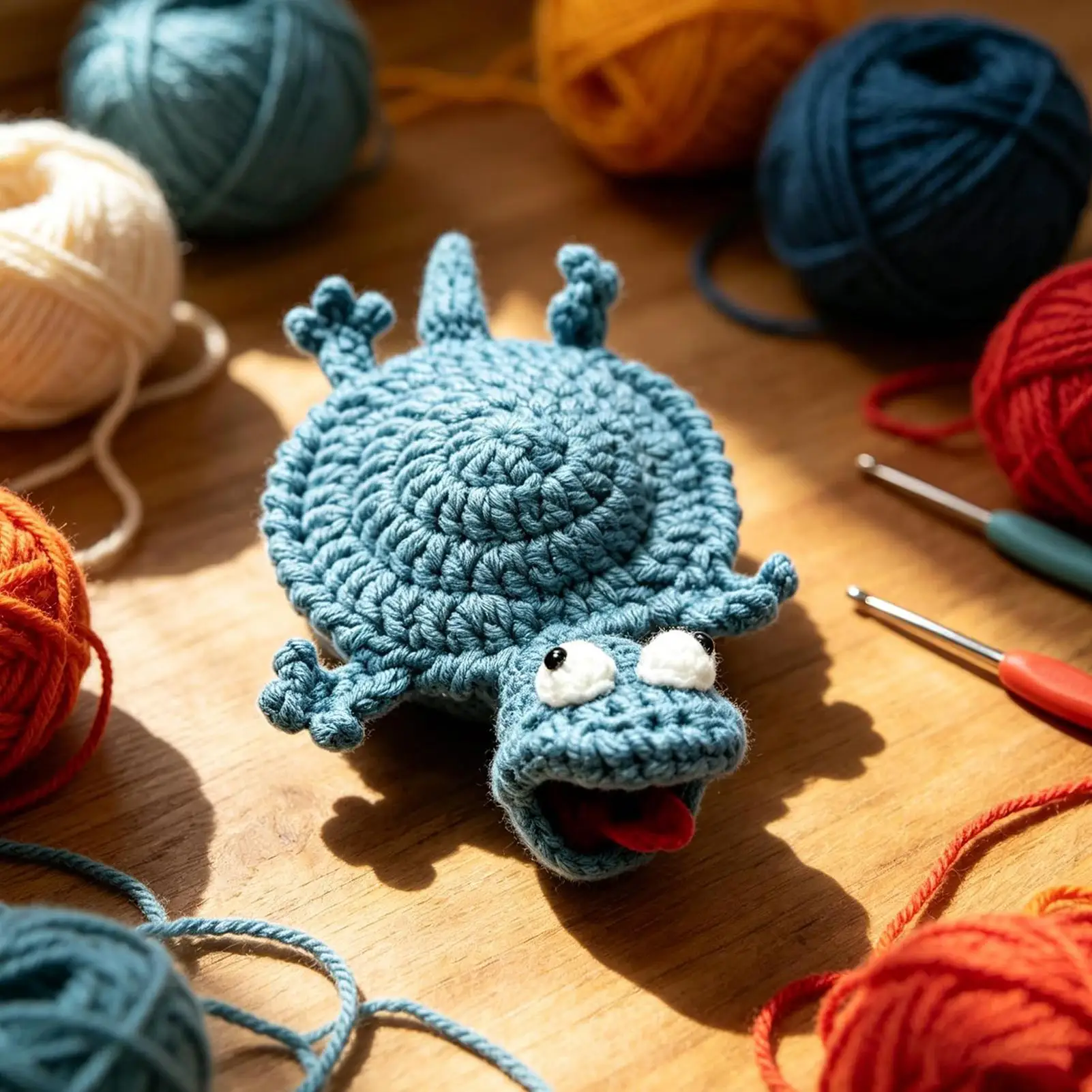 Crochet Coaster Animal-Themed Table Protection Ornament Lizard Shape Yarn Coaster for Bedroom Nightstand Birthday Party