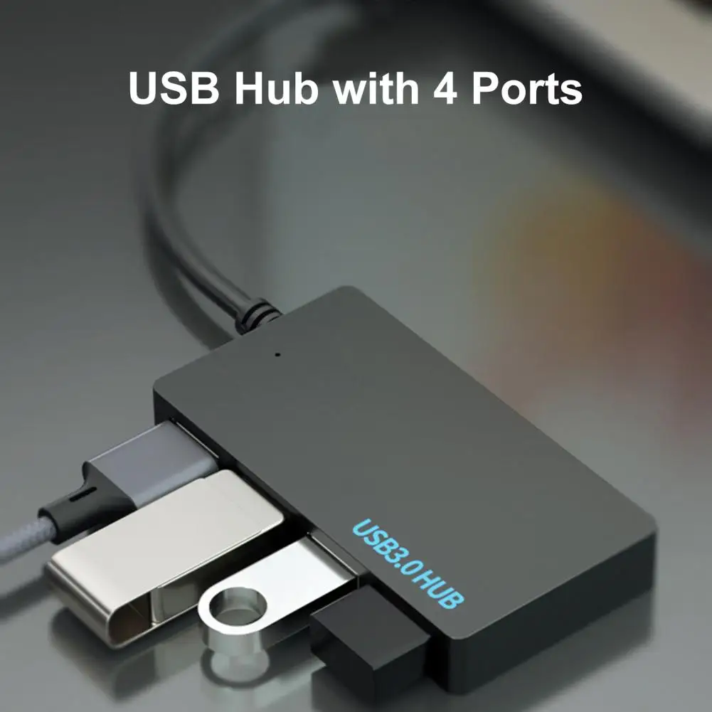 Usb Hub for Travel Ultra-thin 4-port Usb 3.0 Hub Expand Pc Connectivity with Extra Ports Portable Mini Usb Hub for Home Office