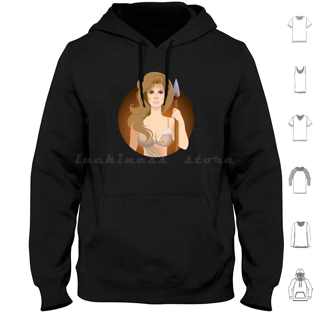 Raquel Hoodie Cotton Long Sleeve Raquel Welch One Million Years B C Tejada Icon Alejandromogolloart Alemogolloart Alejandro