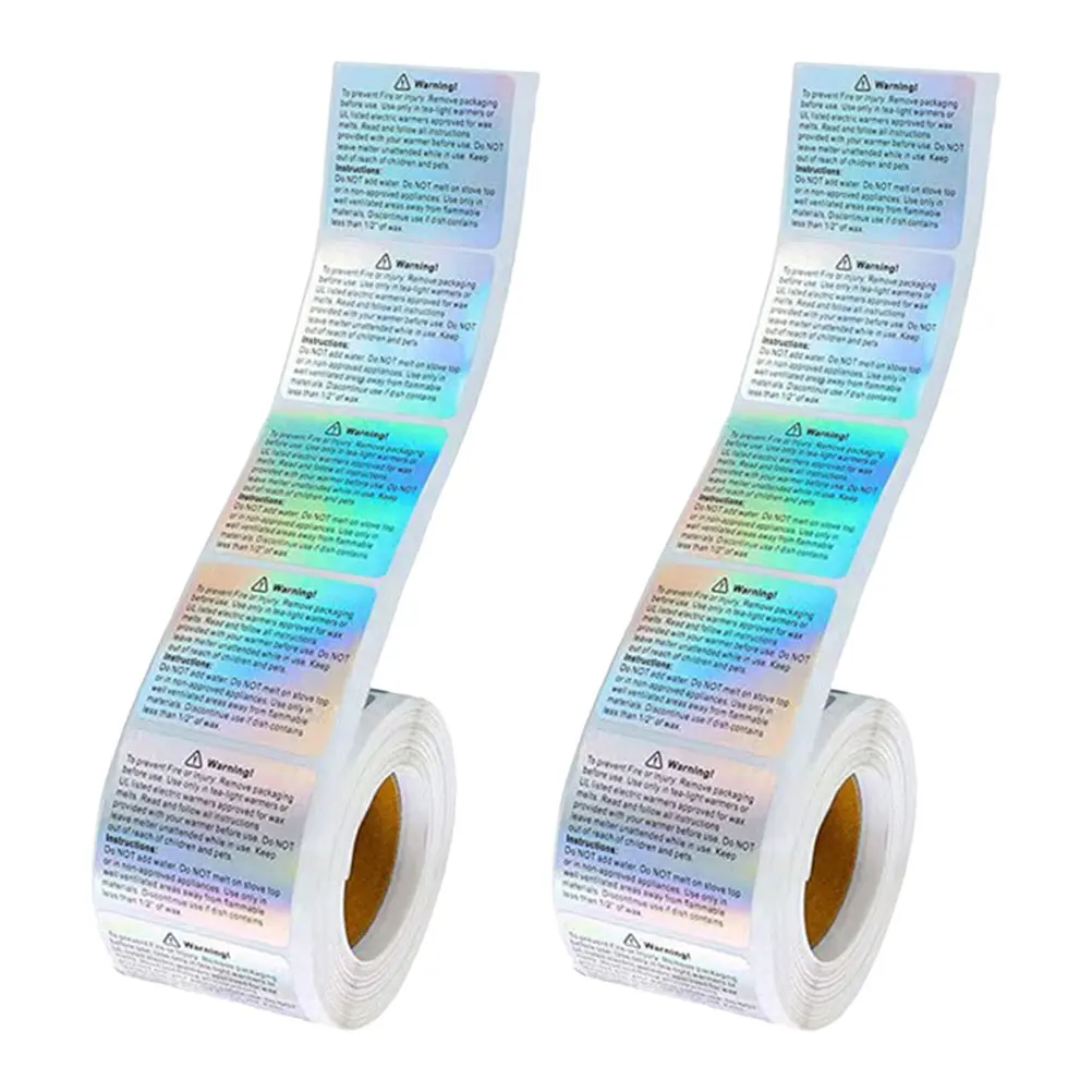 

2 Rolls Laser Warning Tag Tin Craft Labels Stickers Jar Safety Adhesive Accessories