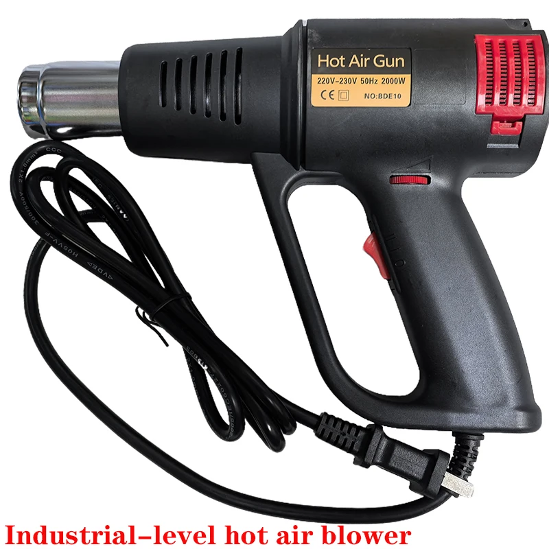 Imagem -02 - Hot Air Gun Industrial Aquecimento Cabelo Secador Shrink Tube 2000w Cabelo Secador Shrinkable Film Packaging Aquecimento Cabelo Secador Temperatura Ajustável