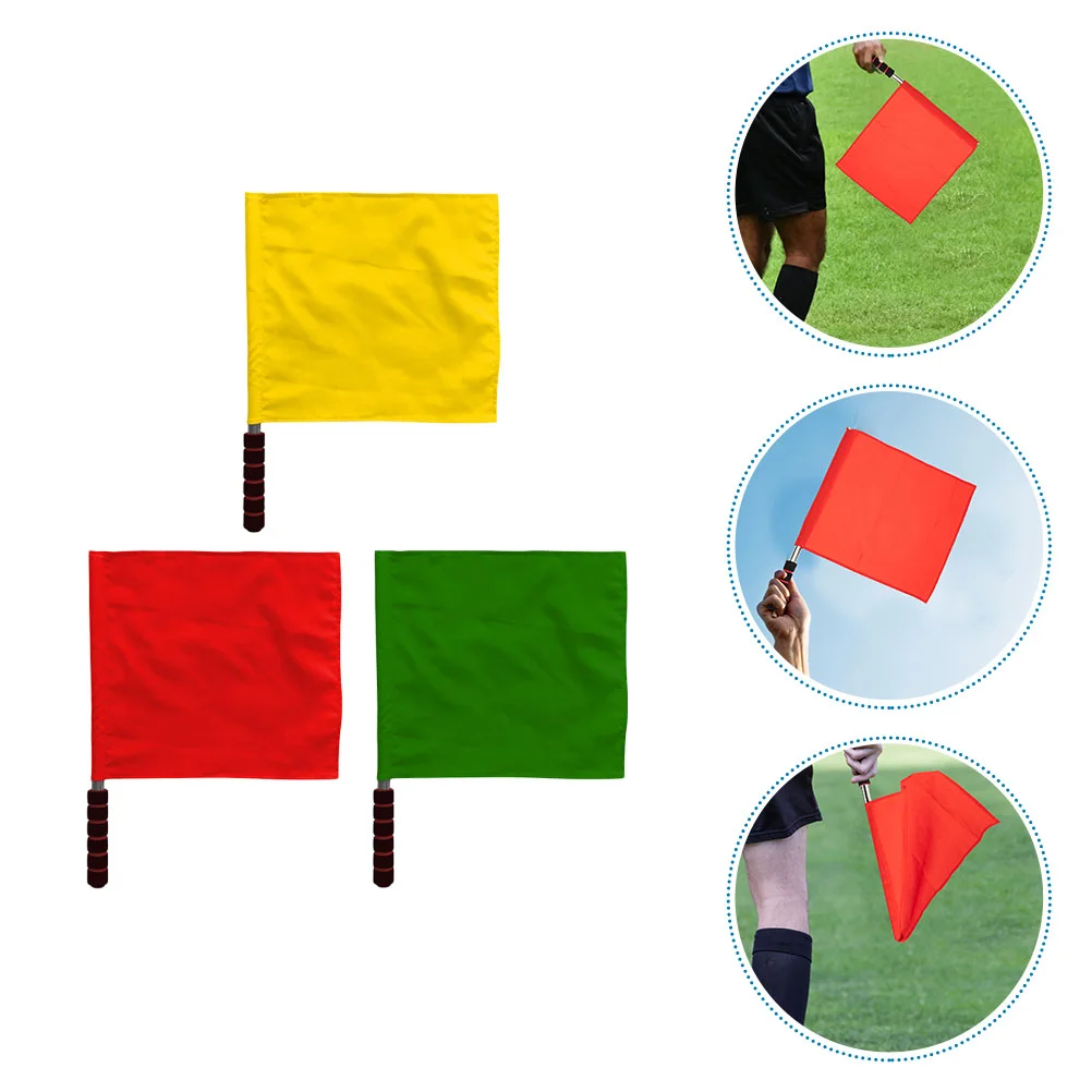 3 Pcs Signal Flag Hand Emblems Waving Flags for Racing Handheld Commanding Referee