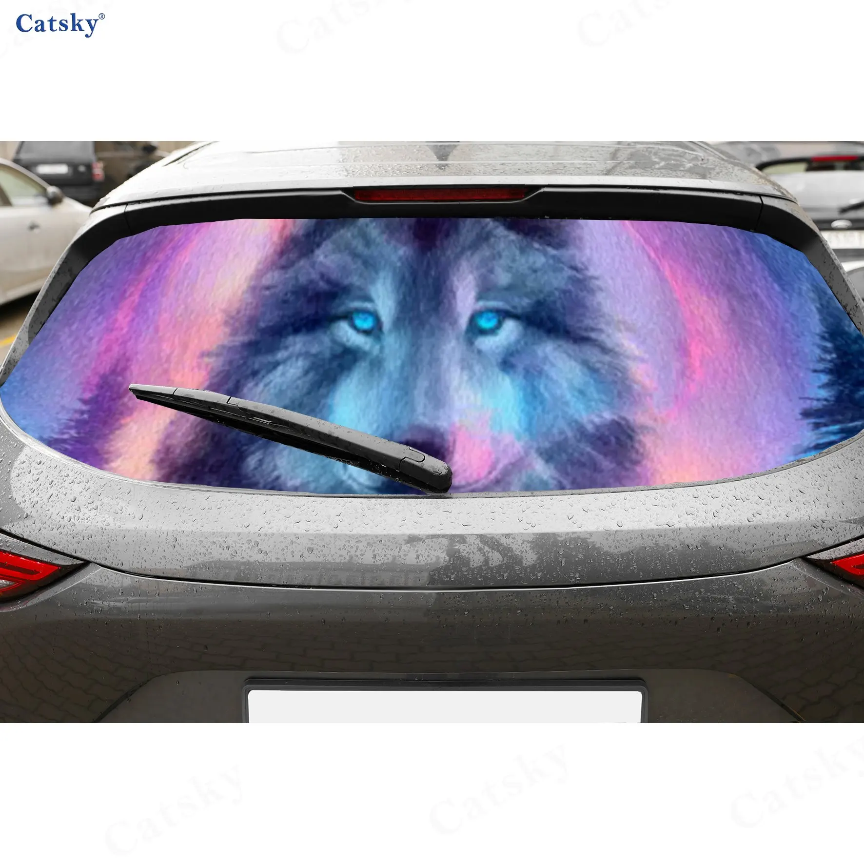 Art Moth Pattern Colorful Car Rear Window Sticker, Waterproof Self-adhesive Window Film, Vehicle Decoration, DIY Graffiti Film,