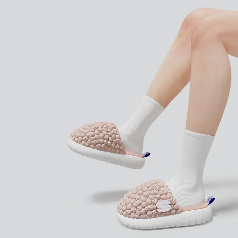 Winter Cotton Home Slippers For Men And Women Indoor Anti-skid And Warm For Couples Thick Soles Detachable Plush Slipper