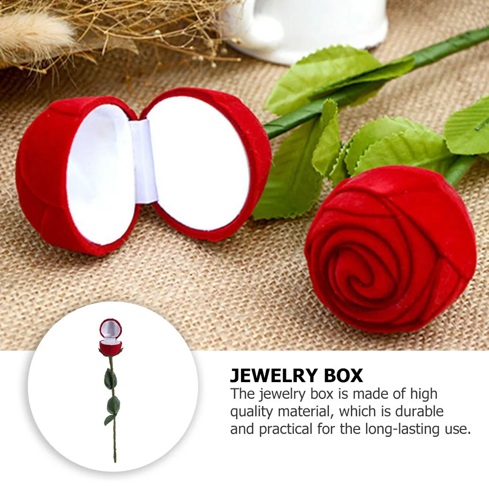 

1Pcs Simulated Rose Ring Box Creative Jewelry Case Romantic Flower Ring Holder for Proposal Wedding Gift Creative Jewelry Case