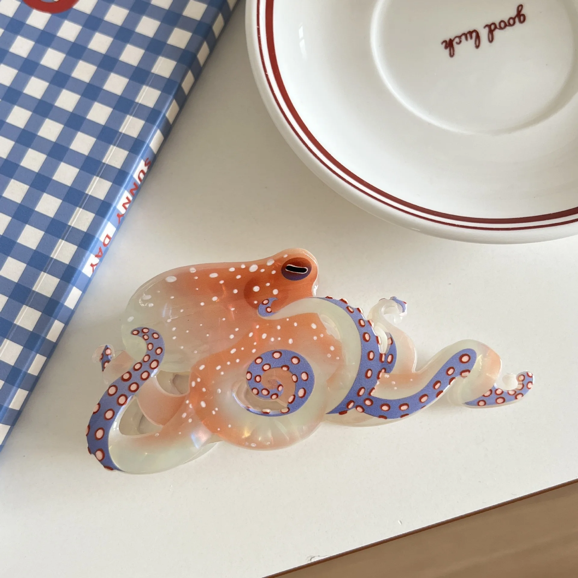 1pc Creative Design Grab Clip Fun Marine Animal Hair Clip Personalized Woven Hair Grab New Octopus Shark Clip image 6