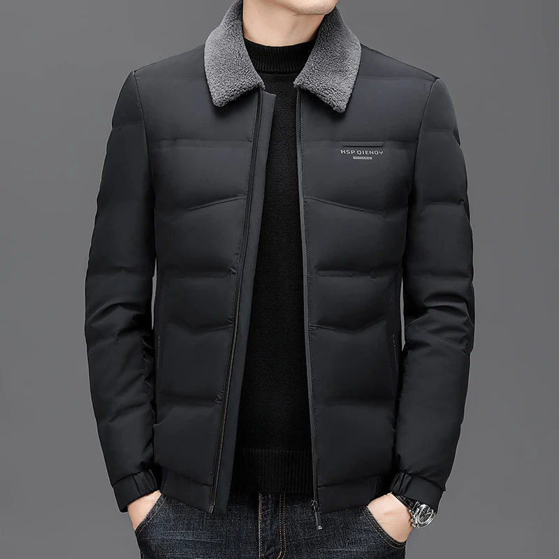 

Winter Down Jacket Men's high quality Detachable fur collar 95% White Duck Down Warm Parka Male Business Brand Short Down Jacket