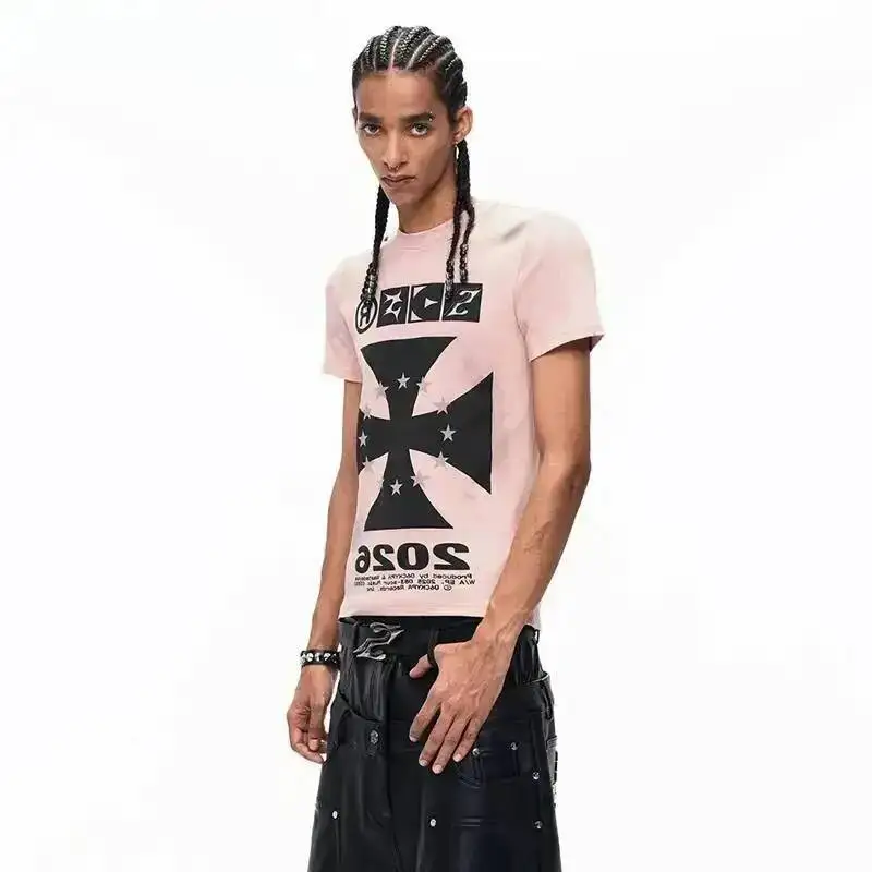 LUZHEN Printed T-shirts Pattern 2026 Short Sleeve Summer Men's Original Handsome Slim High Quality Cotton Casual Clothes JY7999