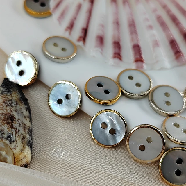 Botones de nacar Natural para ropa botones de lujo de 2 agujeros para camisa sueter costura DIY 10 5 11 5 MM alta calidad AliExpress
